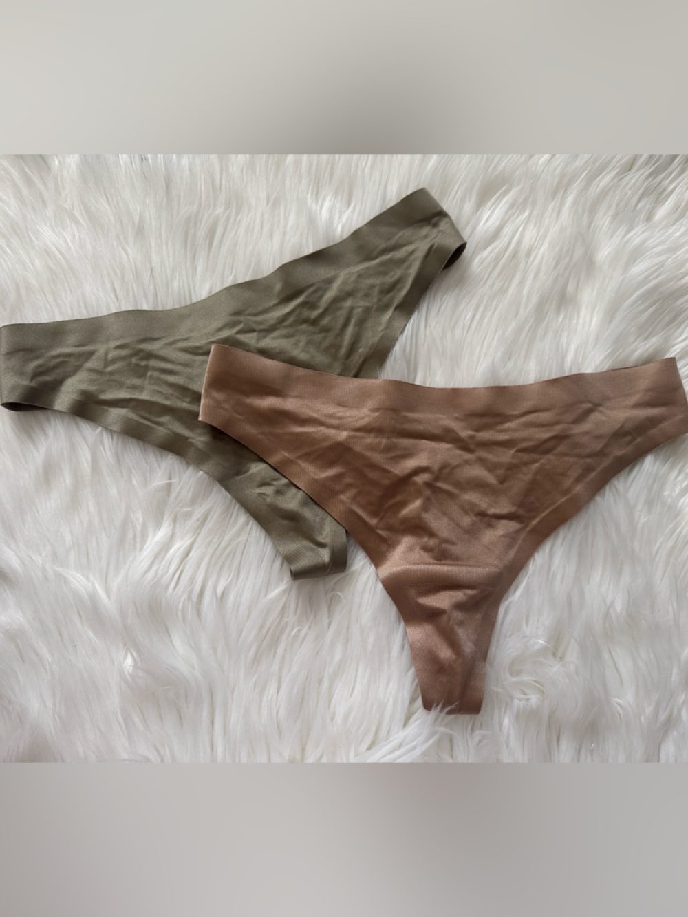 Victoria’s Secret vintage Seamless Thong Panties in Olive Green and Nude Brown